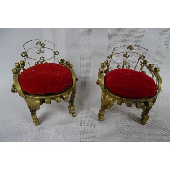 Vintage Lot of Tramp Art Tin Miniature Dollhouse Furniture & Candle Holders - Picture 3 of 9